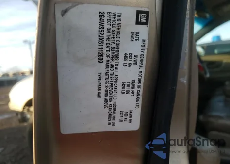 2005 Buick Century Custom из США, поврежденный, VIN 2G4WS52JX51112609